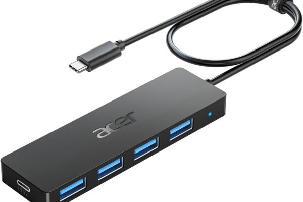 Acer USB C Hub 4 Ports, Multiple USB 3.0 Hub, USBC Splitter for Laptop with TypeC Power Port, Extender for Type C Port Laptop, PC, Desktop and More (USB-C, 2ft)