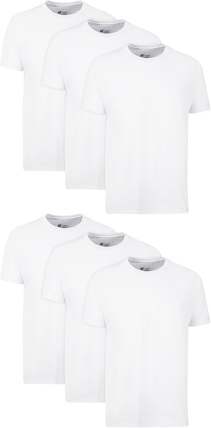 Hanes Men’s Cotton, Moisture-Wicking Crew Tee Undershirts, Multi-Packs Available