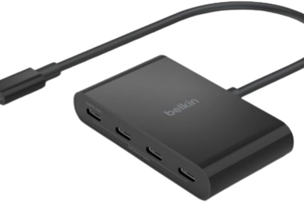Belkin Connect USB-C to 4-Port USB-C 3.2 Gen2 Ports Hub, Multiport Adapter Dongle with 100W PD & Max 10Gbps High-Speed Data Transfer for MacBook, iPad, Chromebook, PC, and More – Black