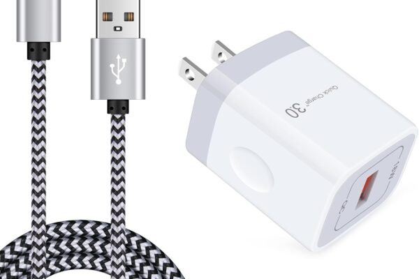 Quick Charge 3.0 Fast Charger Compatible Moto X4, Z4 Z3 Z2 Z Play Force, G8 G7 Power Play, G6, G6 Plus(Not for G6 Play), Motorola One, 18W Rapid Wall Charger with 6Ft USB Type C Charging Cable Cord