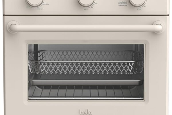 bella Air Fry Toaster Oven, 7 Preset Cooking Options, Dishwasher-Safe EverGood Coated Trays Included, 60-Minute Auto Shutoff w Audible Timer, Power Indicator Light, 1700 Watt, Oatmilk