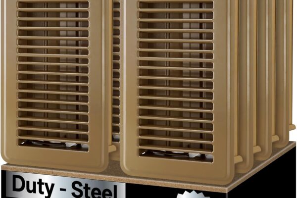 Floor Vents 4×10-8 Pack Heavy Duty Steel Floor Vent Covers – Vent Covers for Home Floor – Floor Register Easy Adjust Air Supply Walkable – Brown