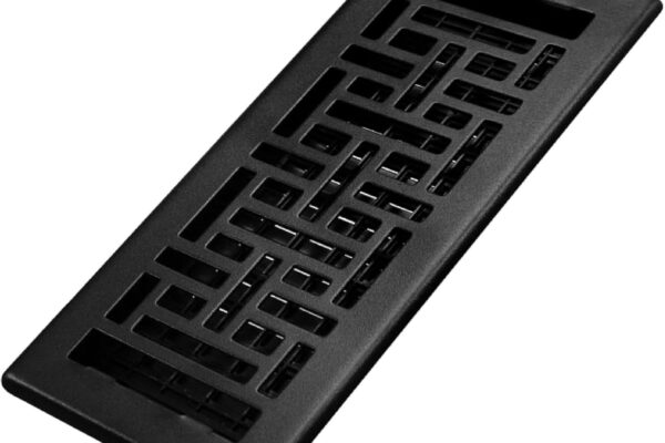 Decor Grates AJH410-BLK Oriental Floor Register, 4×10 Inches, Textured Black