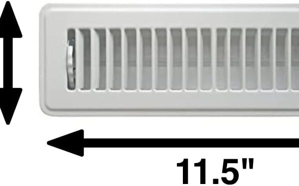 Rocky Mountain Goods Floor Register 2×10 – Heavy Duty Walkable Register – Premium Finish – Easy Adjust Air Supply Lever – All Steel Construction Floor Vent – for 2×10 Inch Duct Opening. (White)