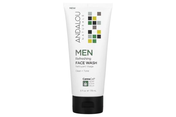 Andalou Naturals Men Refreshing Face Wash with CannaCell, 6 Ounces