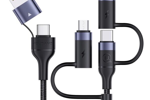 PD 60W USB C Multi Fast Charging Cable Nylon Braided Cord 5-in-1 3A USB/C to Type C/Micro/Phone Fast Sync Charger Adapter Compatible with Laptop/Tablet