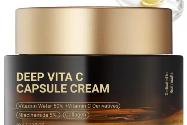 Deep Vita C Capsule Cream – Vitamin C Capsule Face Moisturizer Gel with Collagen & Niacinamide – Anti Wrinkles, Firming, Repairing, Hydrating Skin Care 2.39 oz