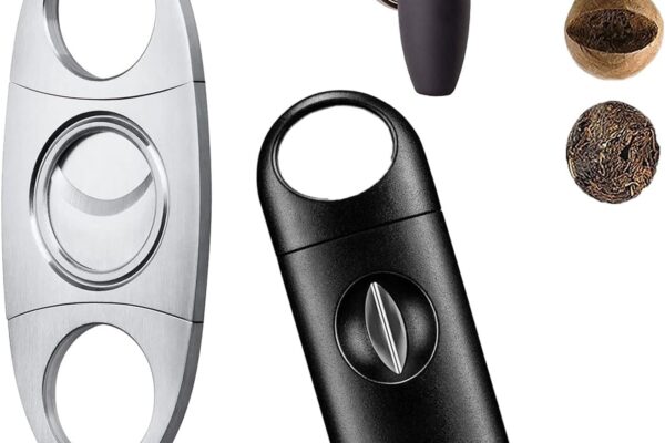 Cigar Cutter Cigar Punch Guillotine Cigar Cutter & V-Cut Cigar Cutter 3 Pack Perfect Combo of Cigar Accessories for Men (3 Pack, Silver)