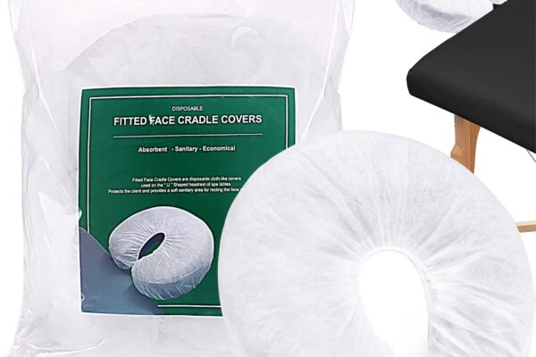 Noverlife 100PCS Disposable Fitted Face Cradle Covers, Non-woven Ultra Soft Massage Face Covers Headrest Covers for Massage Tables & Massage Chairs, Universal Size Beauty Salon SPA Face Rest Covers