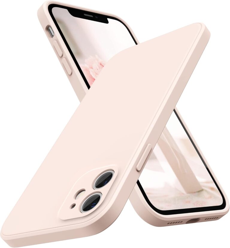 SURPHY Design for iPhone 11 Case with Camera Protection, Straight Edge Slim Design, Liquid Silicone Phone Case for Phone 11 6.1 inches, Light Pink