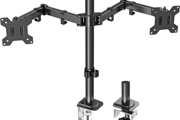 MOUNT PRO Dual Monitor Mount, Height Adjustable Monitor Arm Stand fits 13 to 27 inch LCD Computer Screen, Monitor Mount Desk Stand for 2 Monitors, VESA Mount 75×75/100x100mm, Each Holds Up to 17.6lbs