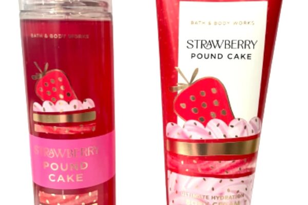 Bath & Body Works – Strawberry Pound Cake – 2 pc Bundle – Fine Fragrance Mist and Ultimate Hydration Body Cream (Packaging Design Varies)