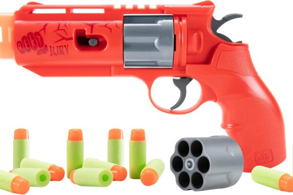 Rekt Jury Revolver CO2-Powered Foam Dart Blaster Pistol Gun, Red