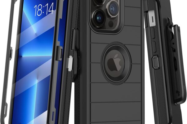 Compatible with iPhone 13 Pro Case with Belt Clip Holster & Kickstand,Built-in Screen Protector,Heavy Duty Shockproof Drop Protection Military Grade Full Body Rugged Phone Cover 6.1 Inch (Black)