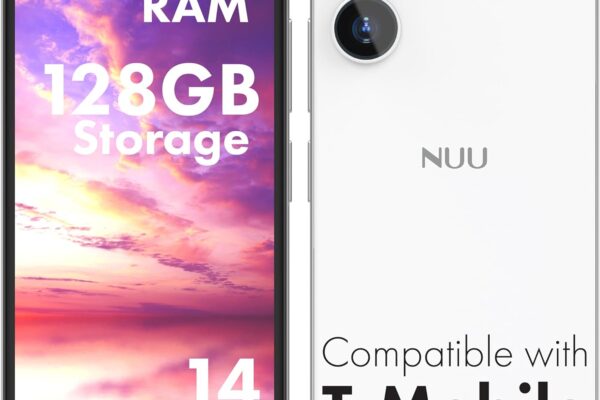 NUU N10 Basic Cell Phone for T-Mobile, Mint, Metro, Qlink, Tello and More 4GB/128GB, Perfect for Teenagers, Dual SIM 4G, Octa-Core 6.6″ 90Hz HD+, Unlocked Phones Android Phone 14, US Warranty (White)