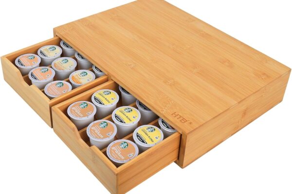 HTB K Cup Holder Compatible with K Cups,Coffee Pod Holder Holds Up 30 Cups,K Cup Organizer Storage Drawer