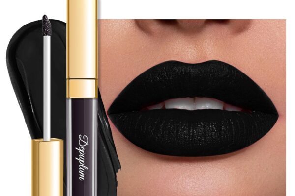 Black Lipstick Matte for Women, Long Lasting Lipstick Smudge Proof No Transfer Goth Liquid Lipsticks, Cruelty Free Lip Makeup (DM23 Black Storm)