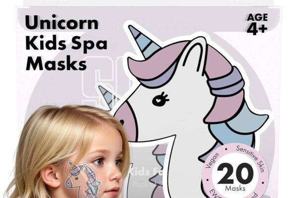 Unicorn Kids Face Masks Skincare Set(20pcs), Organic, Vegan & Kid Safe Skin Care Ages 4+, Cute Animal Sheet Masks for Girls, Spa Day, Sleepover, Slumber Party Favors, Stuffs and Gifts for Little Girls