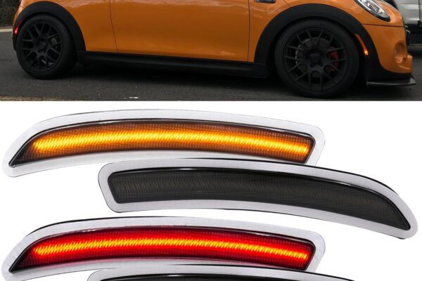 Smoked Lens Led Side Marker Light Kit Compatbile with MINI Cooper 2014-2019 F55 F56 F57 Replace Front Rear Sidemarker Lamps