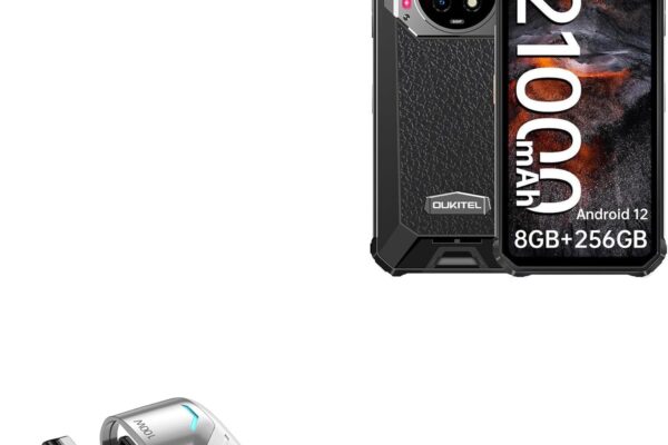 BoxWave Adapter Compatible with Oukitel WP19 – MagnetoSnap PD Angle Adapter, Magnetic Charging Connector Device Saver – Metallic Silver