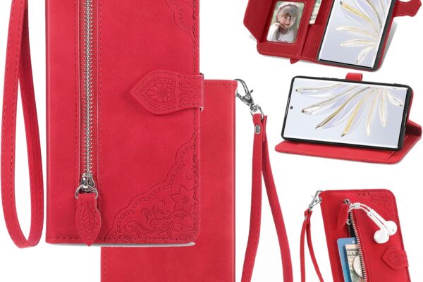 Compatible with Oukitel K9 Pro Case,Wallet Zipper Card Holder,Compatible with Oukitel K9 Pro PU Leather Flip Stand Magnetic Closure Phone Cover Red