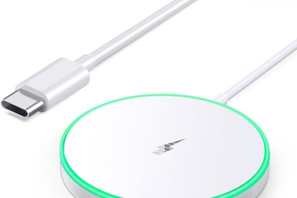 Magnetic Wireless Charger 15W Mag Safe Charger-Fast Charging Pad Compatible with iPhone16/15/14/13/12 Series & Airpods 2 3 Pro-LED Mag-Safe Pad with Dual Charging Ports Original Replacement(White)