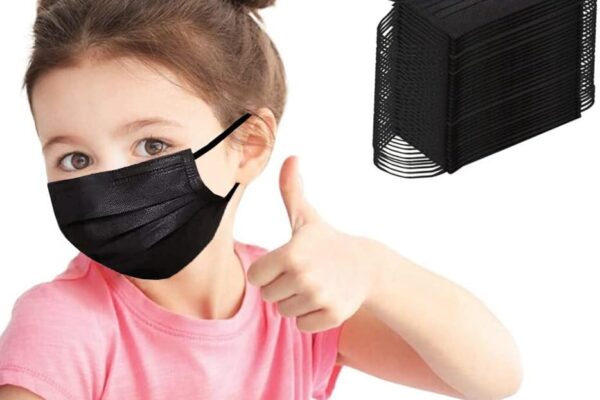 NNPCBT Kids Face Mask Disposable Black 100 PCS 3 Ply Children Boys Girls Face Masks with Earloops