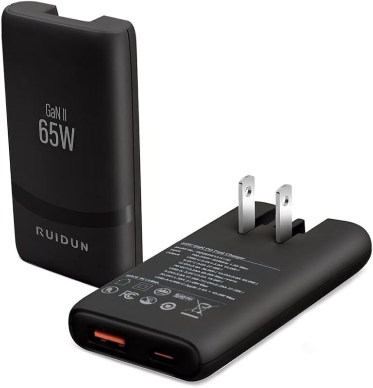 65W Flat GaN USB C Charger, Dual-Port Fast Wall Charger with PD 3.0 & QC 4.0, Foldable Plug Compact Power Adapter for MacBook Pro/Air, iPhone 16, iPad Pro, Samsung Galaxy S24, Steam Deck & More