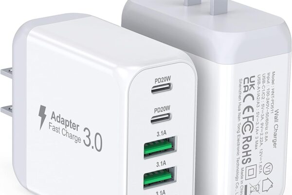 USB C Wall Charger Block, 2Pack 50W 5-Port C Charger Fast Charging Block PD Power Adapter +QC 3.0 Multiport Type C Box Brick Cube USB A Wall Plug for iPhone 16/15/14 Pro Max Plus, iPad,Samsung Galaxy