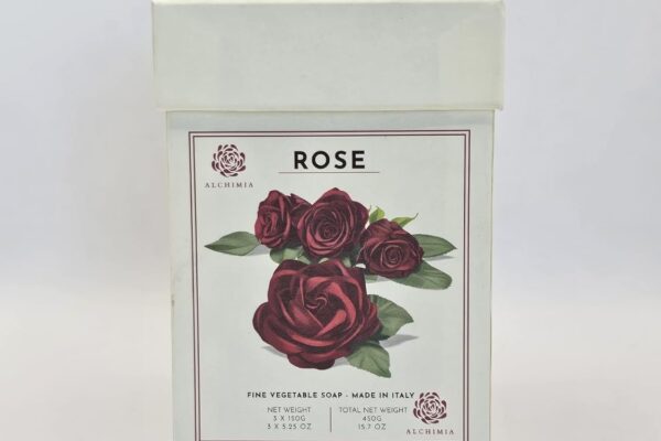 Alchimia Rose Scented Luxury Vegetable Soap Bar Set, 5.25 Oz Each, Box of 3, Made in Italy, Beautiful Box for Gift.