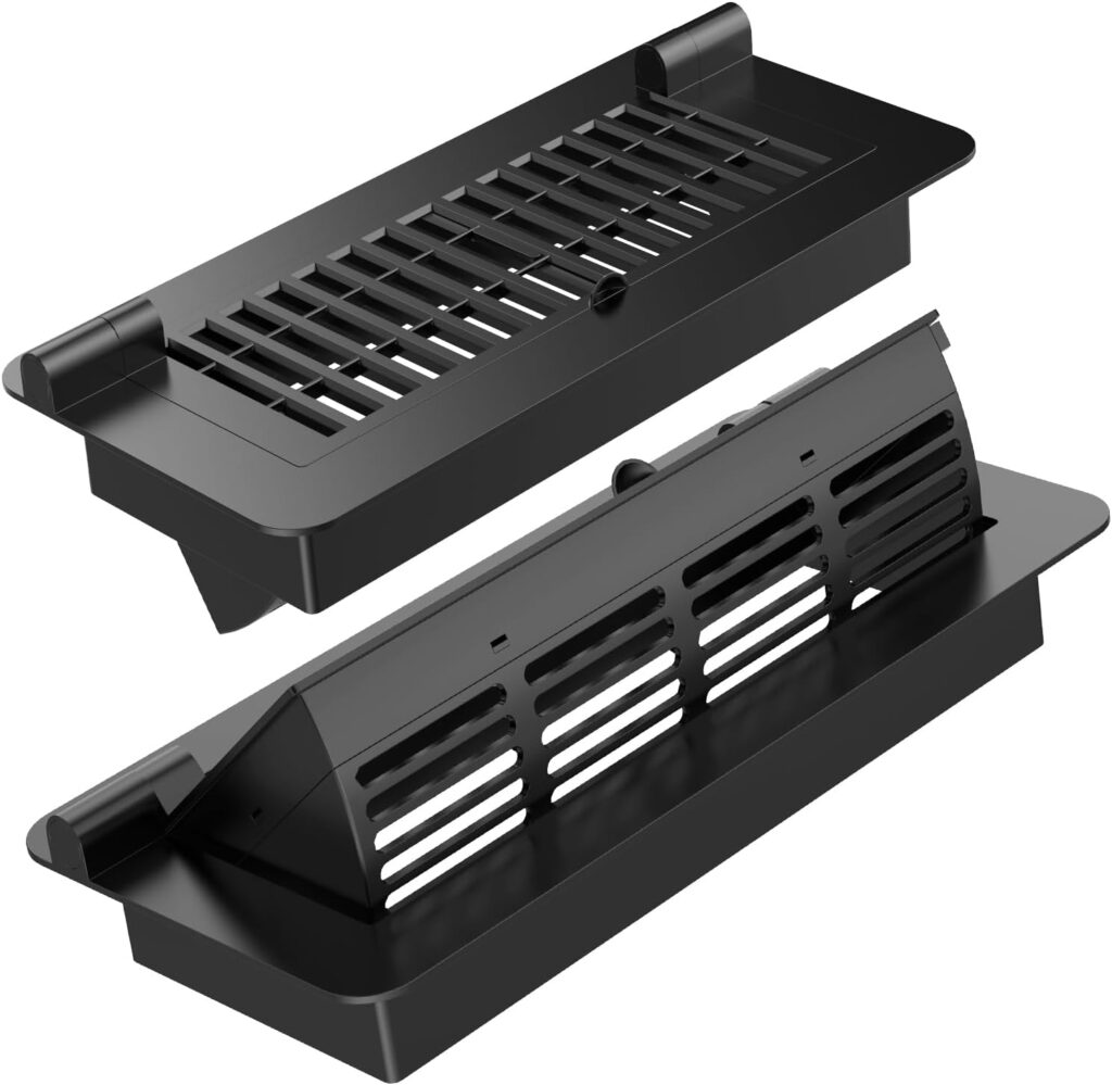 Vent Deflectors & Vent Covers, 4 x 10 Inch, Adjustable for Home Floor, Floor Register, Suitable for Home, Sidewall, Office, or Ceiling, (2-in-1 Tool-Free Installation)2-Pack
