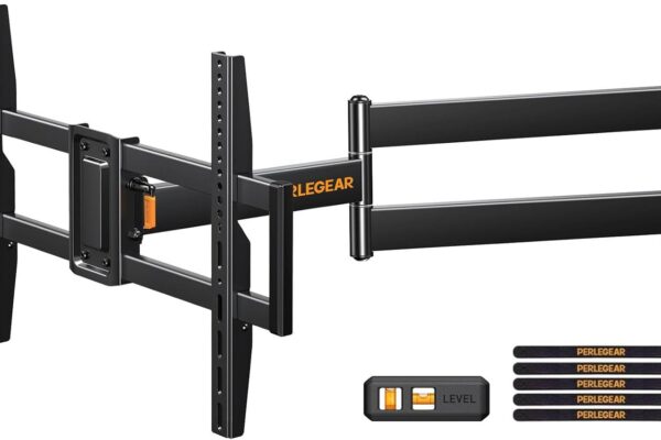 Perlegear Corner TV Wall Mount Long Arm TV Mount Bracket for 32-75 Inch TVs-Full Motion TV Wall Mount with 32.37” Extension & Swivel Articulating Arm & Tilt, MAX VESA 600x400mm, Holds up to 100 lbs