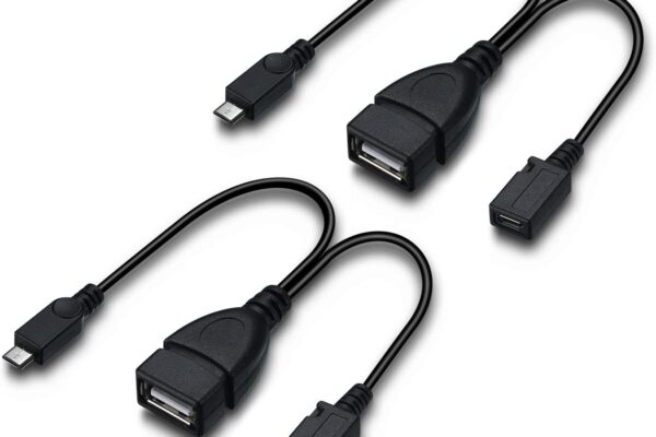ZYF Micro USB to USB Port Adapter (OTG Cable + Power Cable) for Firestick, Streaming TV Sticks, Media Devices, Android Phone Tablet – 2 Pack