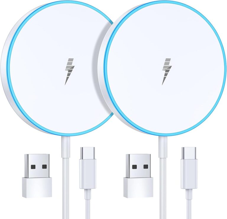 Magnetic Wireless Charger 15W 2 Pack Fast Mag Safe Charger for iPhone 16 Pro Max/16 Pro/16 Plus/16/15/14/13/12 Series Charging Pad for AirPods Series LED Magnet Charging Pad
