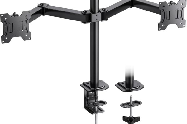 HUANUO Dual Monitor Mount for 2 Monitors up to 30 inches, Heavy Duty Dual Monitor Stand Holds up to 22 lbs, Dual Monitor Arm with Height Adjustable Tilt Swive Rotate, VESA Hole 75mm or 100mm