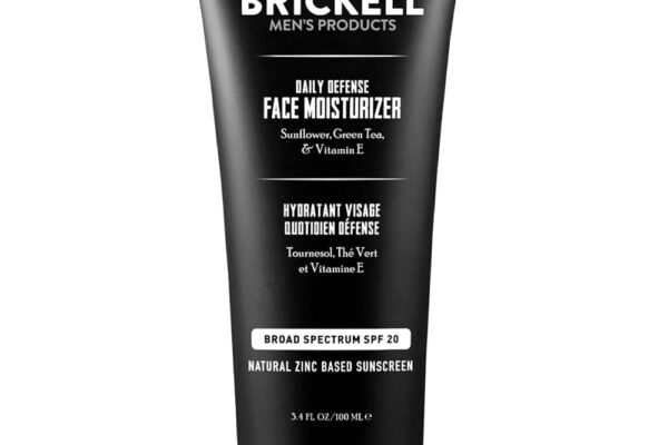 Brickell Men’s Daily Defense SPF20 Face Moisturizer for Men, Natural & Organic, Zinc Oxide Face Moisturizing Mineral Sunscreen, Hydrates & Protects Skin Against Harmful UVA/B rays, 3.4oz, Unscented
