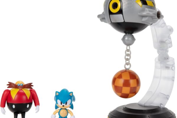 Sonic The Hedgehog Egg Mobile Battle Set with Sonic & Dr. Eggman 2.5 Inch Action Figures, Includes 14 Unique Pieces