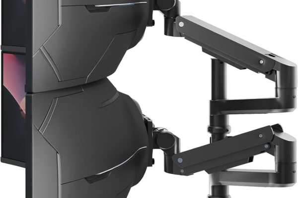 Dual Monitor-Arm Heavy-Duty for 17-57-Inch Screens – Vertical Ultrawide Dual Monitor Mount, Fully Adjustable Stacked Double Monitor Desk Mount Stand, Max Load 44 lbs per Screen, VESA 75/100 mm, Black