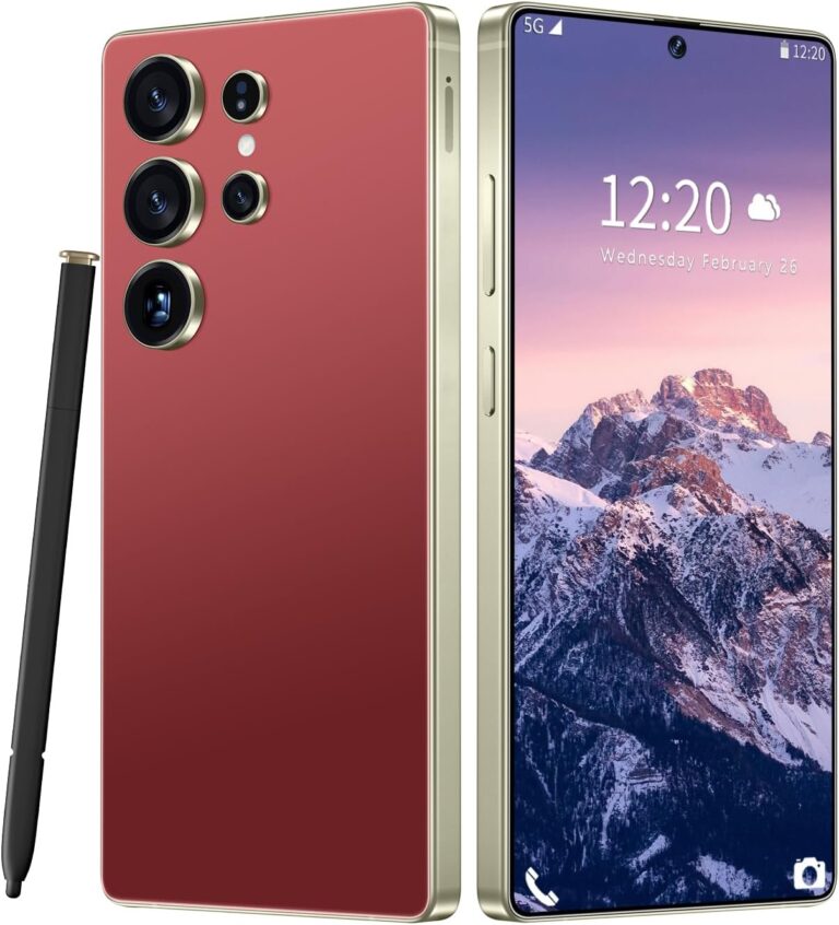 Huness I25 Ultra Unlocked Cell Phone,Built in Pen,12+512GB Unlocked Phone, Android 14 Battery 7000mAh 6.99″ HD Screen Smartphone, 5G/Face ID/Fingerprint Lock/Dual SIM/GPS (Wine Red)
