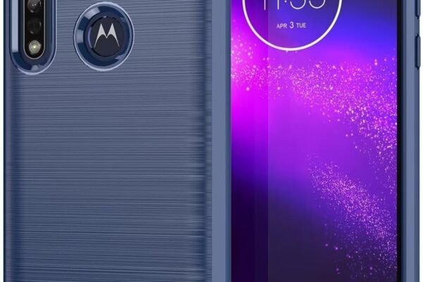 Case for Moto G8 Play Case, Motorola G8 Play/Moto One Macro Case, Ultra Slim Phone Cover with Shock-Absorption Carbon Fiber TPU Rubber Protective Cases for Motorola Moto G8 Play Navy Blue