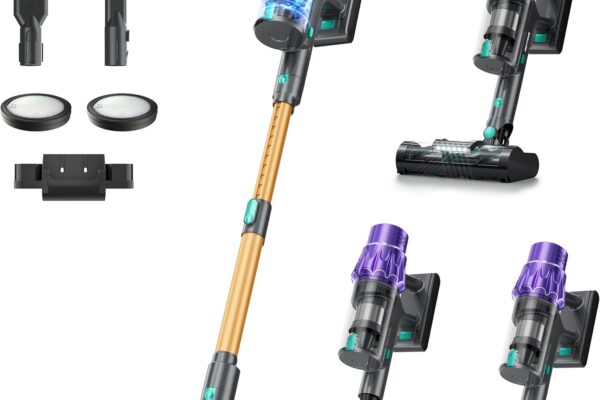Cordless Vacuum Cleaner, 50KPA/70Mins Vacuum Cleaners for Home with Auto Dust Detection/LED Touch Display,Rechargeable Stick Vacuum,Self-Standing Vacuum,Handheld Vacuum for Carpet,Hard Floors,Pet Hair