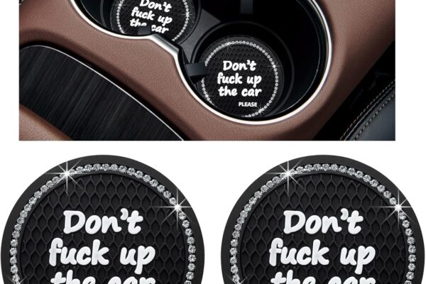 Ziciner 2 Pack Bling Car Cup Holder Coaster, 2.75 Inch Anti-Slip Auto Insert Cup Coaster, Crystal Car Drink Cup Mat Perfect for Women Girls, Universal Interior Decor Accessories (Black)