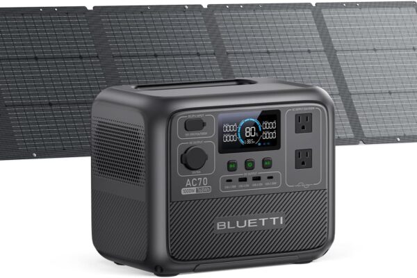 BLUETTI Solar Generator AC70 with 200W Solar Panel (Ships Separately), 768Wh with 2 1000W (Power Lifting 2000W) AC Outlets, 0-80% in 45 Min, LFP Backup Power for Camping, Travel