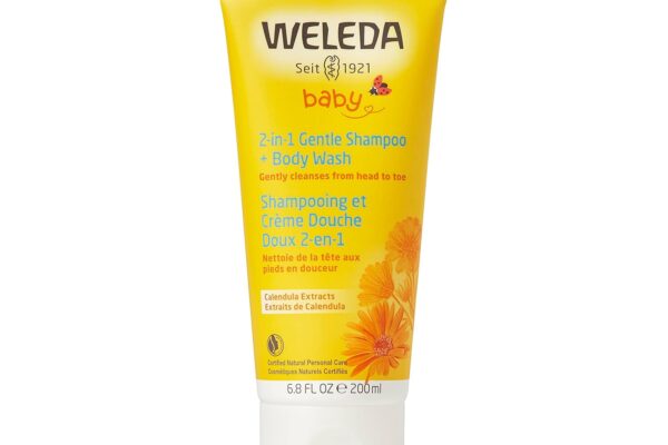 Weleda Baby Calendula 2-in-1 Gentle Shampoo and Body Wash, 6.8 Fluid Ounce, Plant Rich Cleanser with Calendula and Sweet Almond Oil