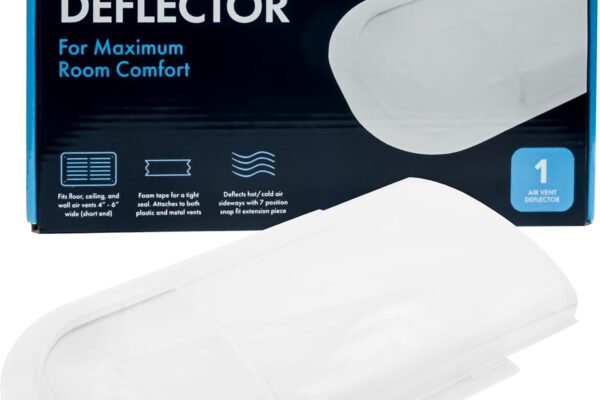 Sideways Floor Wall Ceiling Air Vent Deflector for Under Furniture Heat and Air Deflecting, Fits Vents 3″ – 7″ Wide, Also Extends Lengthwise up to 17.5″, Foam Tape for Tight Seal