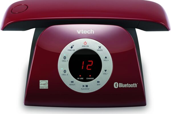 VTECH VS122-16 Retro-Design Cordless Phone: Bluetooth Connect to Cell, Call Blocker, Answering System, Full-Duplex Speakerphone