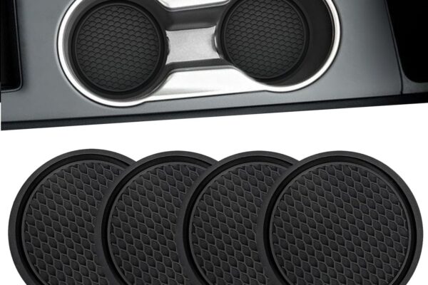 4 Pack Car Cup Coaster, Universal Non Slip Cup Holders Coasters Auto Cup Pads Car Coasters Interior Accessories Black