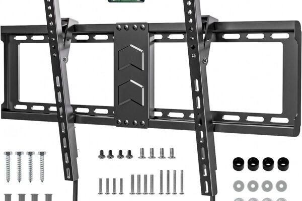 TV Wall Mount for Most 37-82 Inch, Low Profile Tilt Wall Mount TV Bracket for Flat/Curved TVs with Max VESA 600x400mm, Fits 16″-24″ Studs Up to 132 lbs, Black