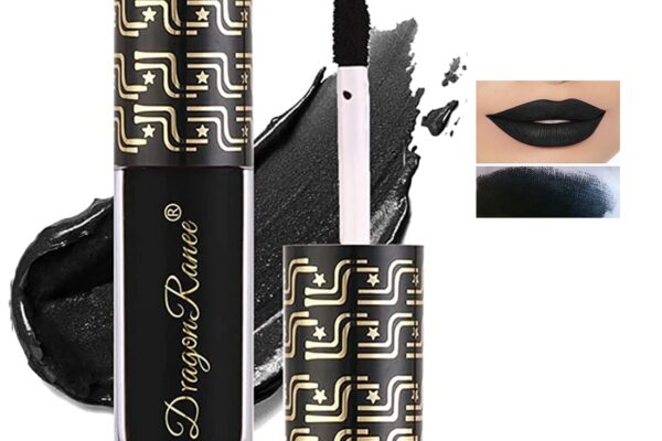 Halloween Dark Matte Liquid Lipstick for Women, Long Lasting Waterproof Lip Gloss, Face Body Painting, Vivid Vampire Lip Stain for Masquerade, Party Goth Makeup, Cosplay (#06 Black)