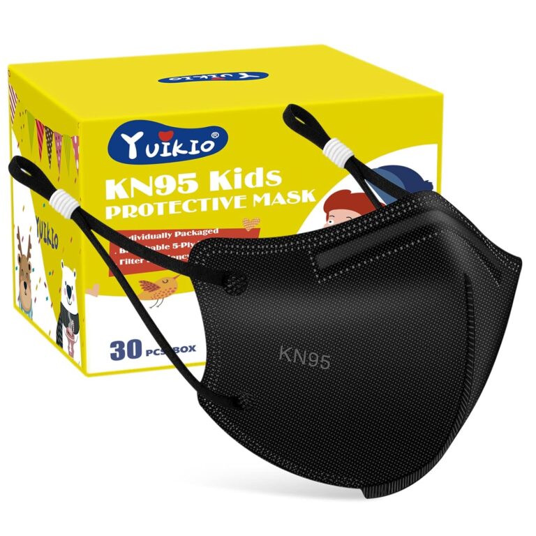 Kids KN95 Masks for Children 30 Packs, 5 Layers Breathable KN95 mask for kids Disposable Kids Face Masks With Adjustable Buckle for Boys Girls(Black)